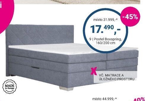 9 | Postel Boxspring, 160/200 cm