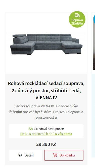 Rohová rozkládací sedací souprava, 2x úložný prostor, stříbřitě šedá, VIENNA IV