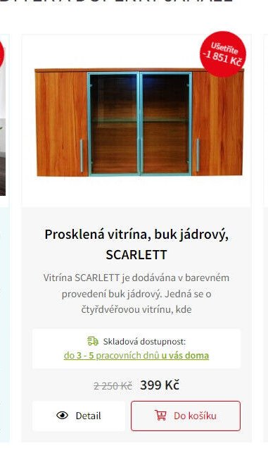Prosklená vitrína, buk jádrový, SCARLETT