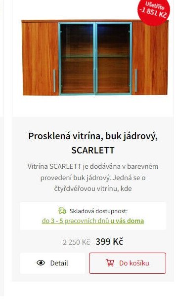 Prosklená vitrína, buk jádrový, SCARLETT
