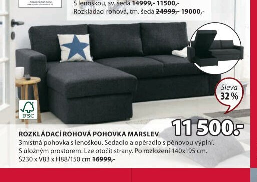 Rozkládací rohová pohovka MARSLEV