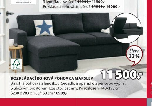 Rozkládací rohová pohovka MARSLEV