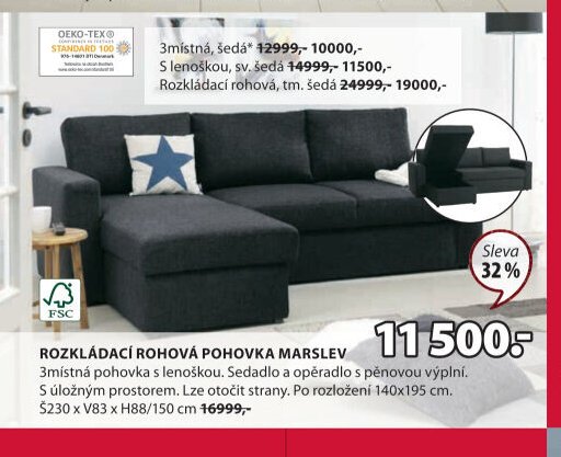 Rozkládací rohová pohovka MARSLEV