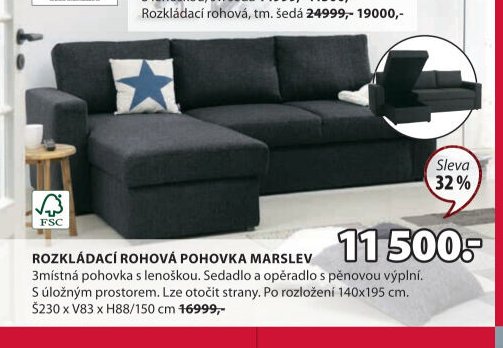 Rozkládací rohová pohovka MARSLEV