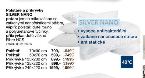 Polštáře a přikrývky SILVER NANO