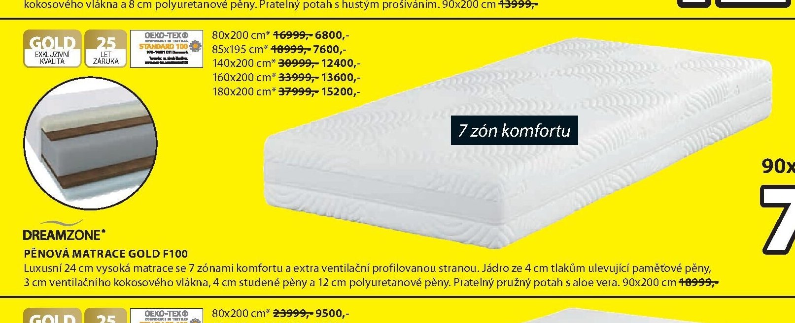 DREAMZONE PĚNOVÁ MATRACE GOLD F100