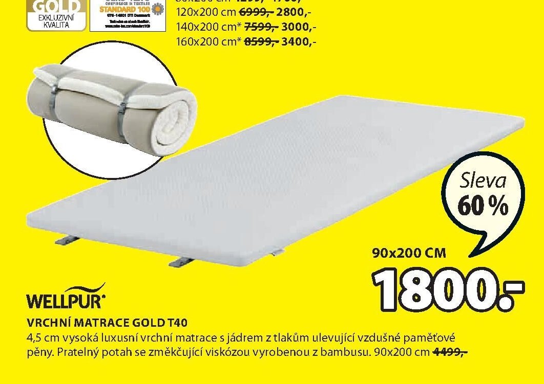 WELLPUR vrchní matrace GOLD T40