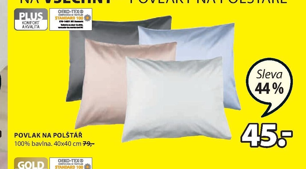 POVLEČENÍ NA POLŠTÁŘ 100% bavlna