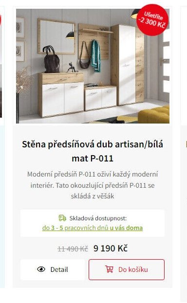 Stěna předsíňová dub artisan/bílá mat P-011