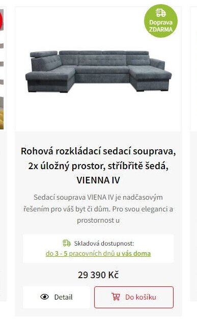 Rohová rozkládací sedací souprava, 2x úložný prostor, stříbřitě šedá, VIENNA IV