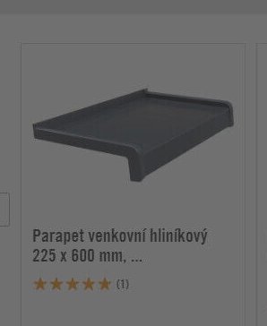 Parapet venkovní hliníkový 225 x 600 mm, ...