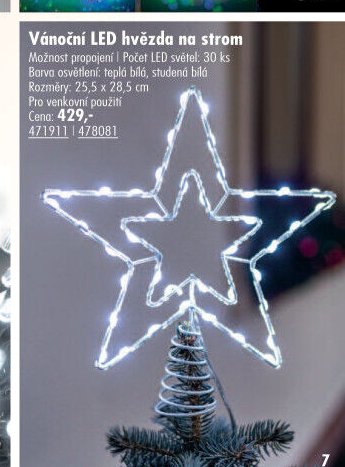 Vánoční LED hvězda na strom