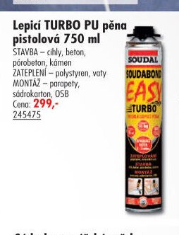 Lepicí TURBO PU pěna pistolová 750 ml