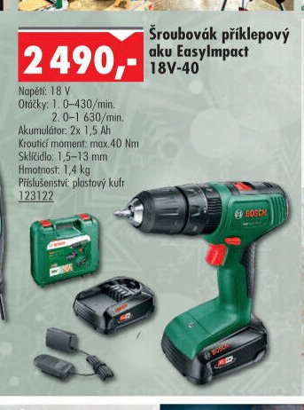 Šroubovák příklepový aku EasyImpact 18V-40