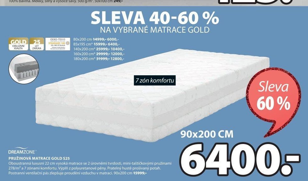 Pružinová matrace GOLD S25