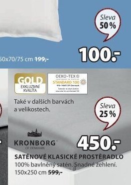 KRONBORG SATÉNOVÉ KLASICKÉ PROSTĚRADLO
