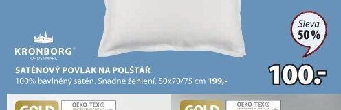 KRONBORG SATÉNOVÝ POVLAK NA POLŠTÁŘ