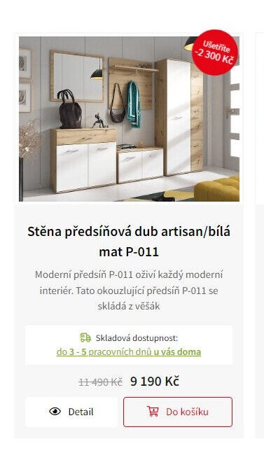 Stěna předsíňová dub artisan/bílá mat P-011
