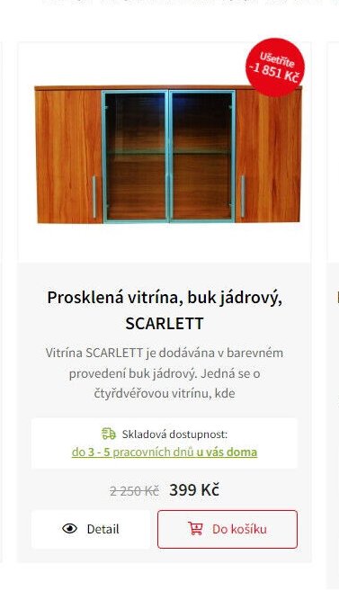 Prosklená vitrína, buk jádrový, SCARLETT
