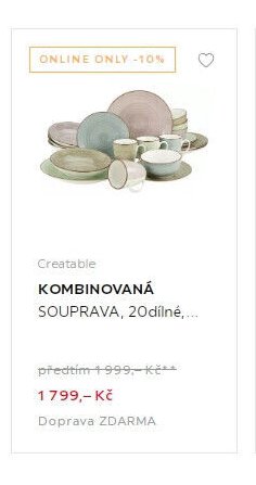 Creatable KOMBINOVANÁ SOUPRAVA, 20dílná
