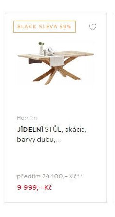 Hom'in JÍDELNÍ STŮL, akácie, barvy dubu