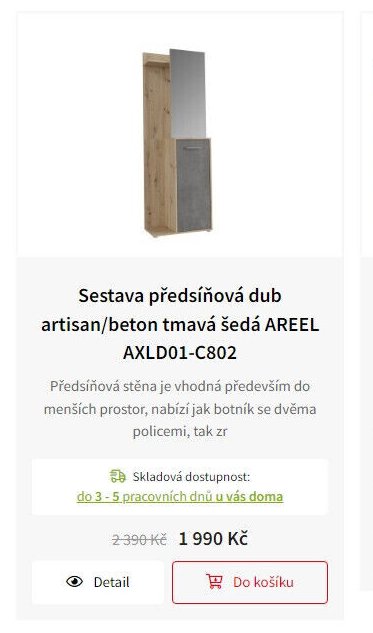 Sestava předsíňová dub artisan/beton tmavá šedá AREEL AXLD01-C802