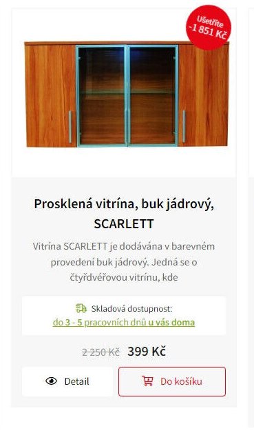Prosklená vitrína, buk jádrový, SCARLETT