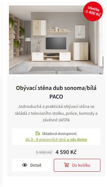 Obývací stěna dub sonoma/bílá PACO