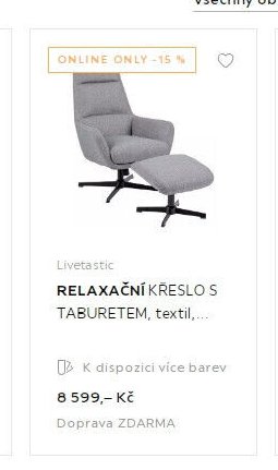 RELAXAČNÍ KŘESLO S TABURETEM, textil