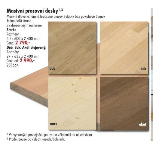 Masivní pracovní desky