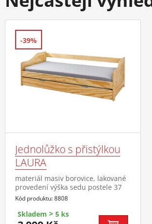 Jednolůžko s přistýlkou LAURA