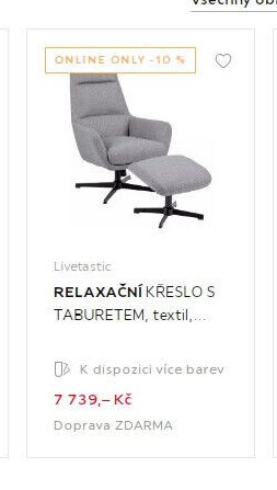 RELAXAČNÍ KŘESLO S TABURETEM, textil