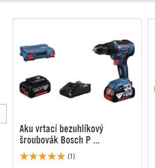 Aku vrtací bezuhlíkový šroubovák Bosch P