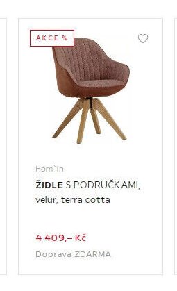 ŽIDLE S PODRUČKAMI, velur, terra cotta