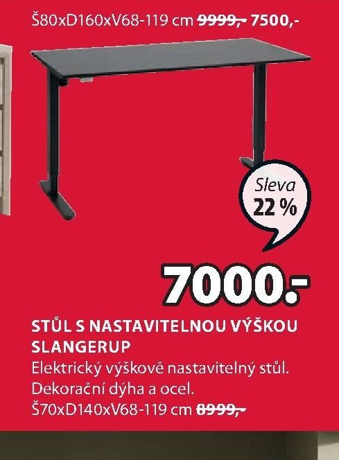 STŮL S NASTAVITELNOU VÝŠKOU SLANGERUP