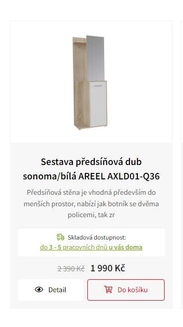 Sestava předsíňová dub sonoma/bílá AREEL AXLD01-Q36