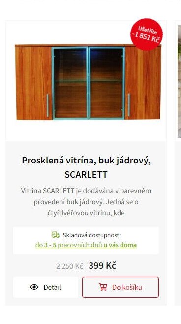 Prosklená vitrína, buk jádrový, SCARLETT