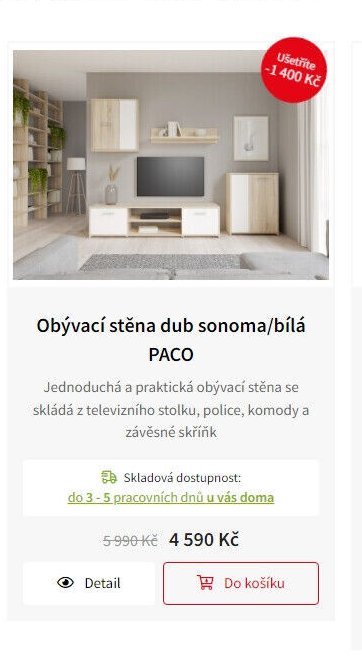 Obývací stěna dub sonoma/bílá PACO
