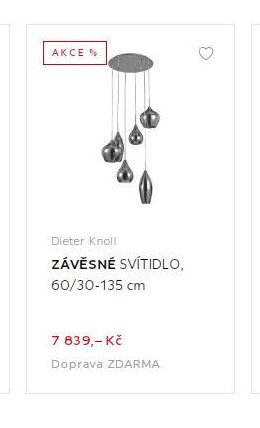 Dieter Knoll ZÁVĚSNÉ SVÍTIDLO, 60/30-135 cm