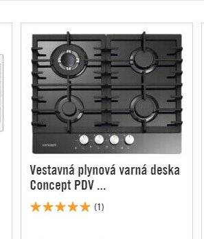 Vestavná plynová varná deska Concept PDV