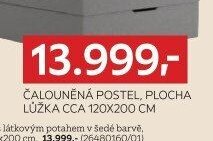 ČALOUNĚNÁ POSTEL, PLOCHA LŮŽKA CCA 120X200 CM