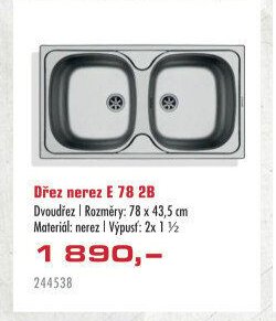 Dřez nerez E 78 2B