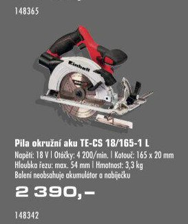 Pila okružní aku TE-CS 18/165-1 L