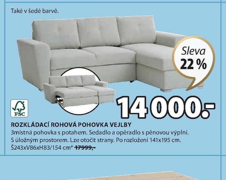 ROZKLÁDACÍ ROHOVÁ POHOVKA VEJLBY