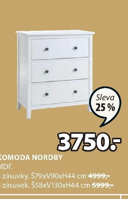 KOMODA NORDBY 3 zásuvky