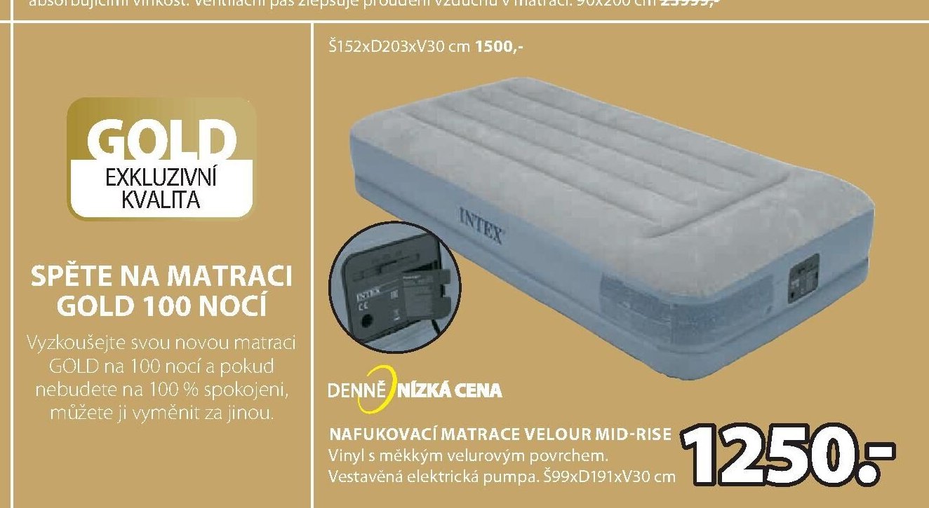 NAFUKOVACÍ MATRACE VELOUR MID-RISE