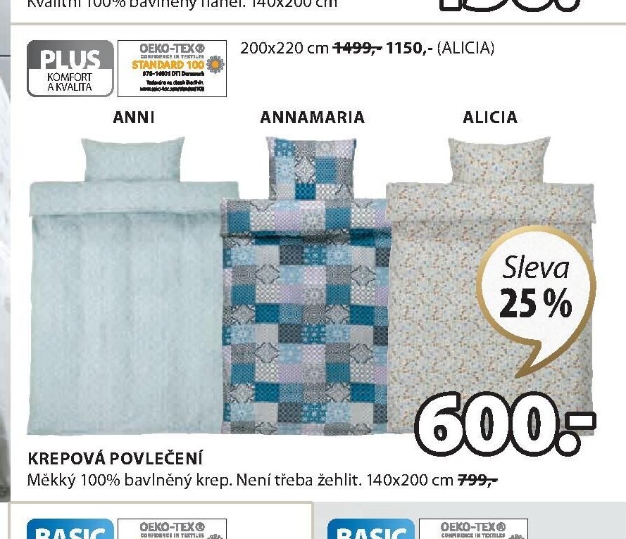 Krepové povlečení ANNI, ANNAMARIA, ALICIA