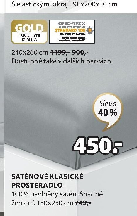 Saténové klasické prostěradlo