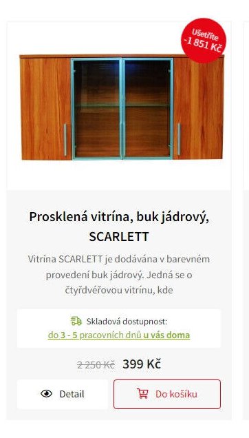 Prosklená vitrína, buk jádrový, SCARLETT
