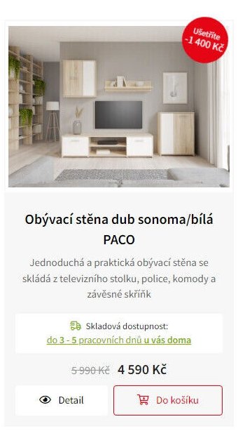 Obývací stěna dub sonoma/bílá PACO
